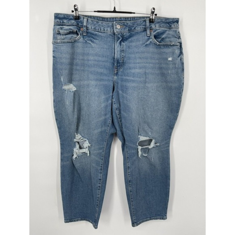 Old Navy Womens High Rise Straight Leg Jeans Distressed Medium Wash Size 20